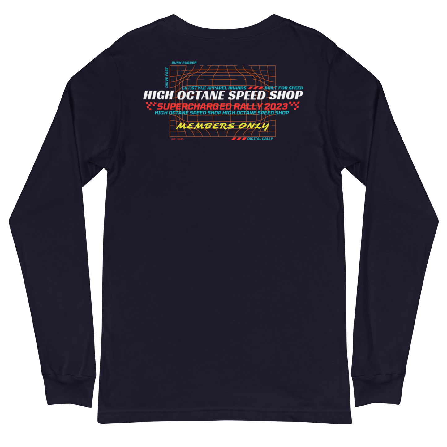 High Octane Speed Shop™ Long Sleeve Tee | Bella + Canvas 3501 - Front/Print Print
