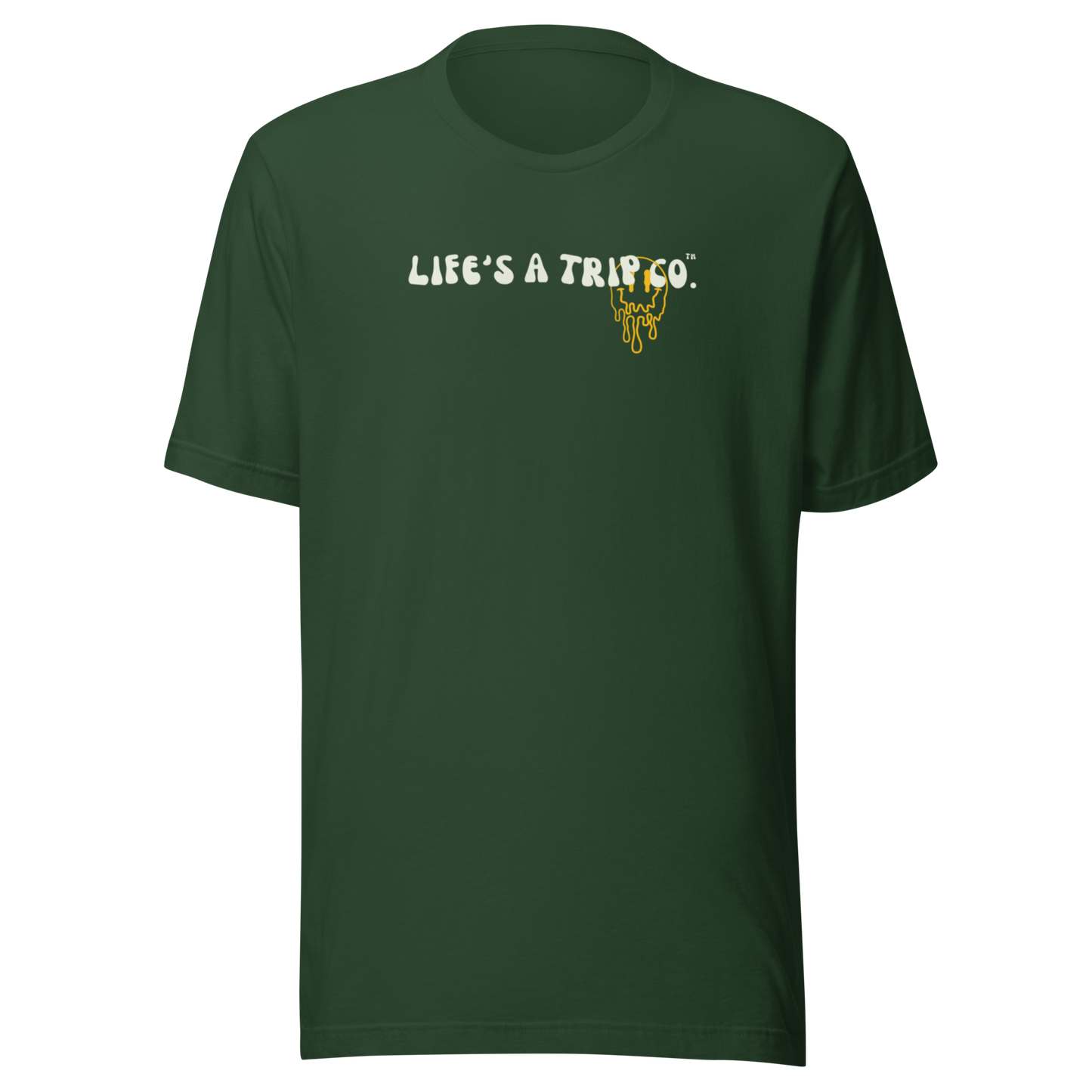 Life's a Trip Co.™ Happiness is a State of Mind | T-Shirt | Bella + Canvas 3001 front/back
