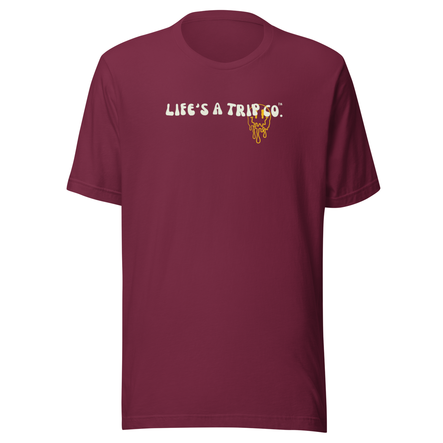 Life's a Trip Co.™ Happiness is a State of Mind | T-Shirt | Bella + Canvas 3001 front/back