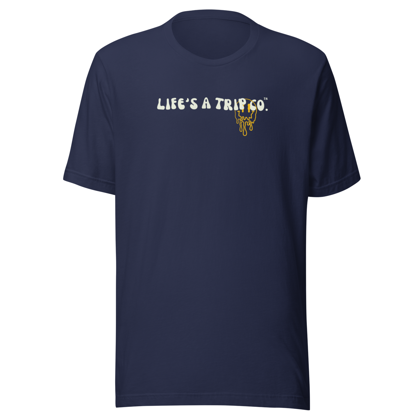 Life's a Trip Co.™ Happiness is a State of Mind | T-Shirt | Bella + Canvas 3001 front/back