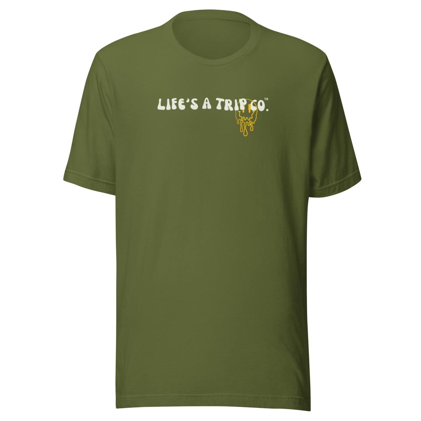 Life's a Trip Co.™ Happiness is a State of Mind | T-Shirt | Bella + Canvas 3001 front/back