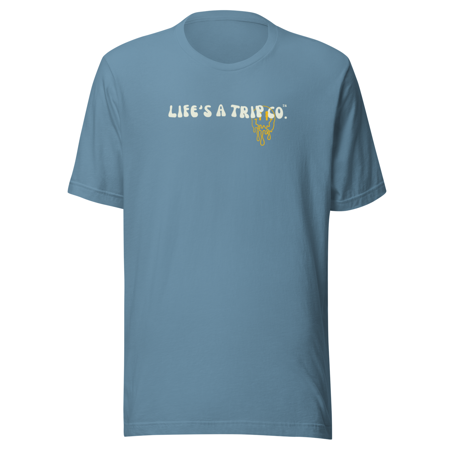 Life's a Trip Co.™ Happiness is a State of Mind | T-Shirt | Bella + Canvas 3001 front/back