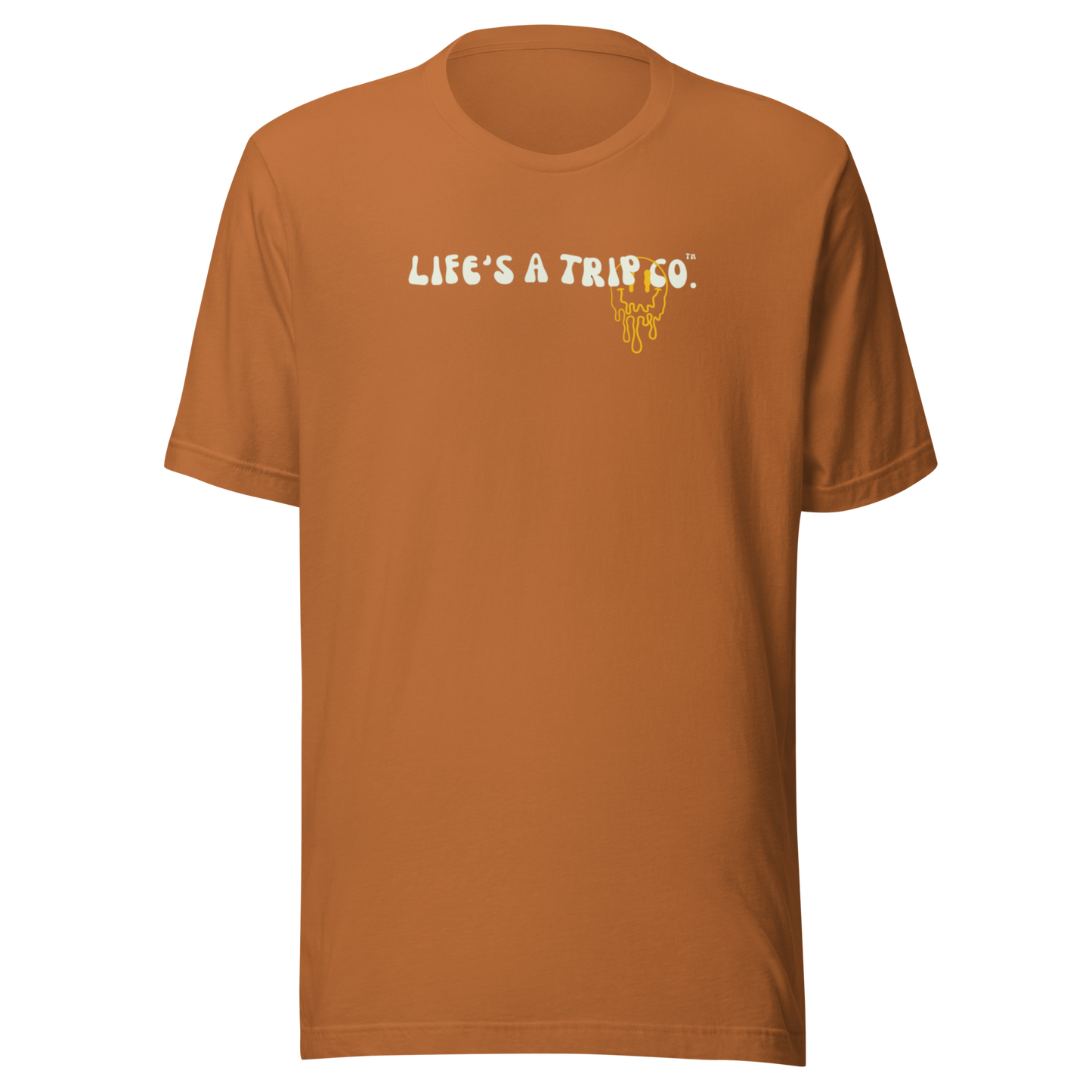 Life's a Trip Co.™ Happiness is a State of Mind | T-Shirt | Bella + Canvas 3001 front/back