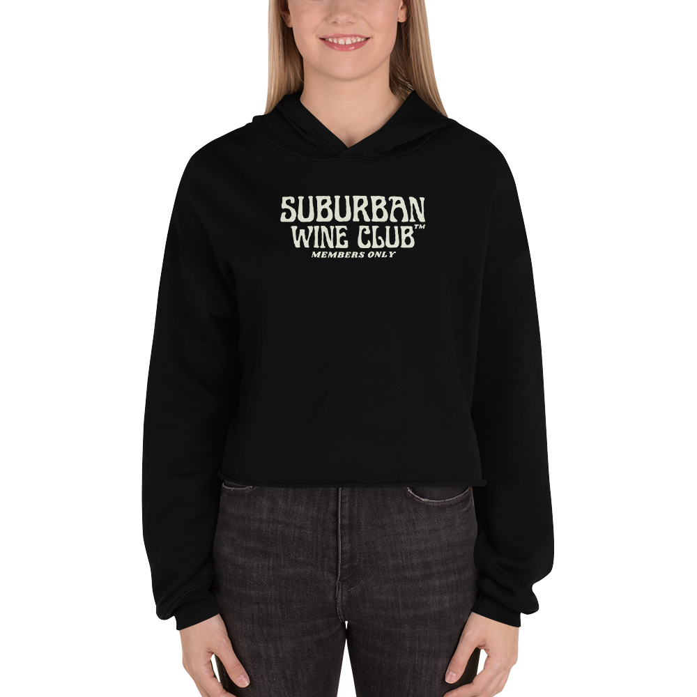 Suburban WIne Club™ Women's Cropped Hoodie | Bella + Canvas 7502 Front
