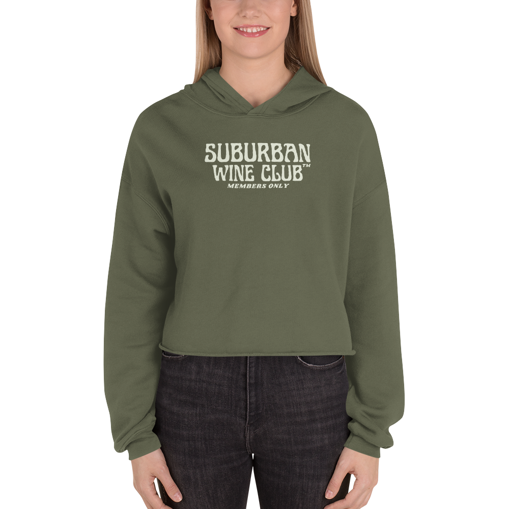 Suburban WIne Club™ Women's Cropped Hoodie | Bella + Canvas 7502 Front