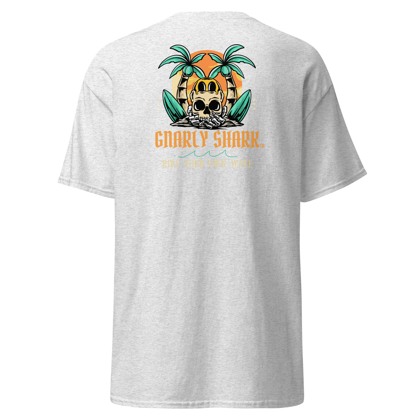 Gnarly Shark T-Shirt - Front / Back - Gildan classic 5000