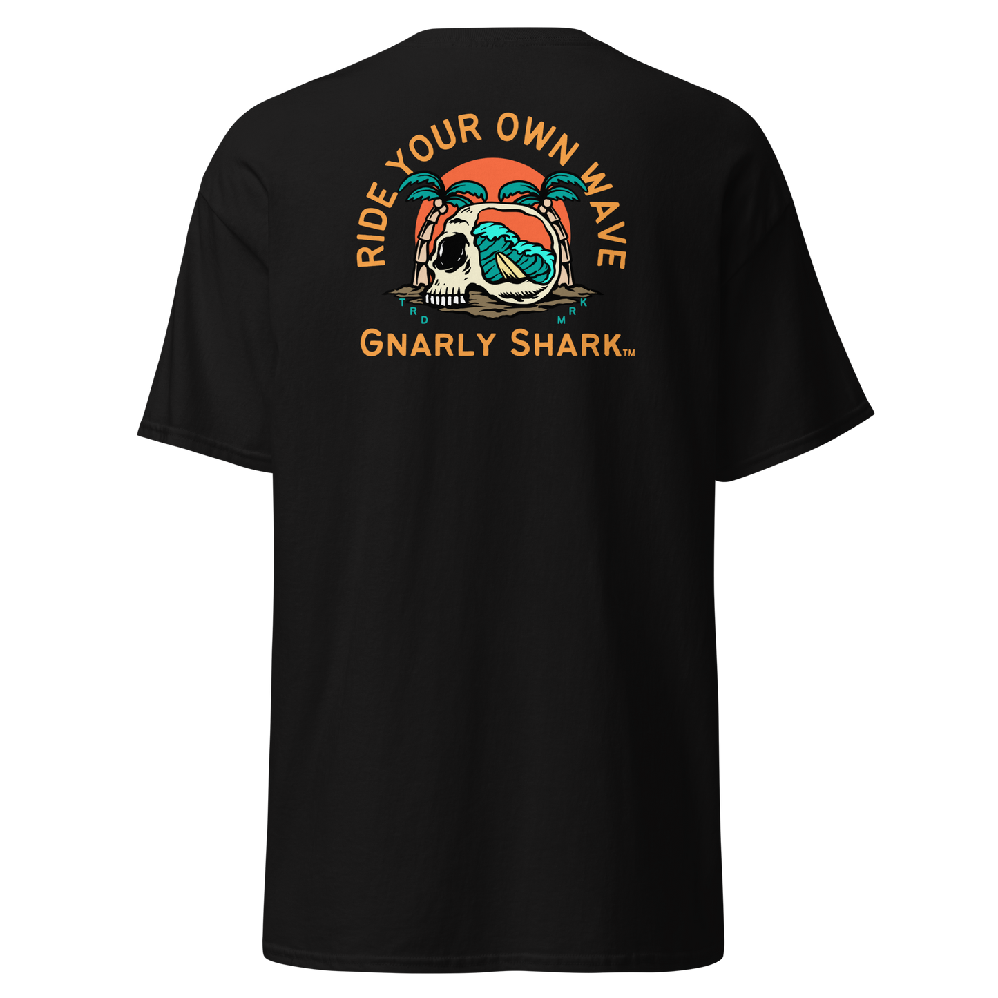 Gnarly Shark T-Shirt - Front / Back - Gildan classic 5000