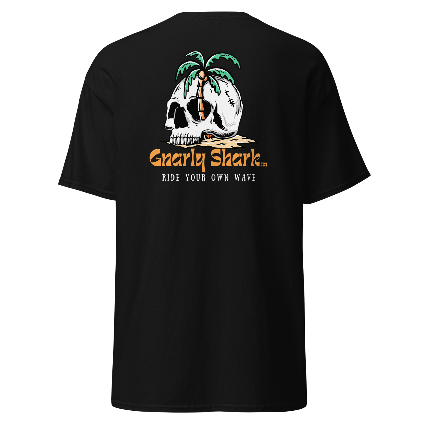 Gnarly Shark T-Shirt - Front / Back - Gildan classic 5000