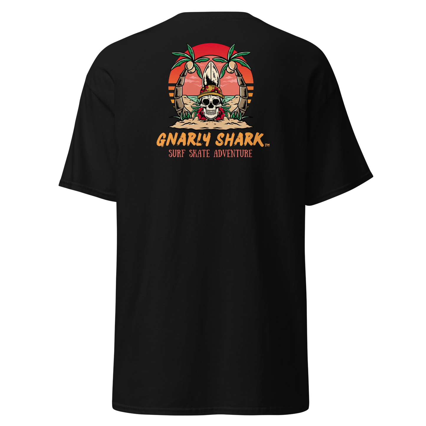 Gnarly Shark T-Shirt - Front / Back - Gildan classic 5000