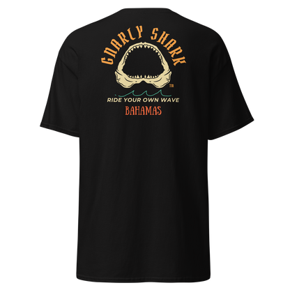 Gnarly Shark T-Shirt - Bahamas Front / Back - Gildan classic 5000