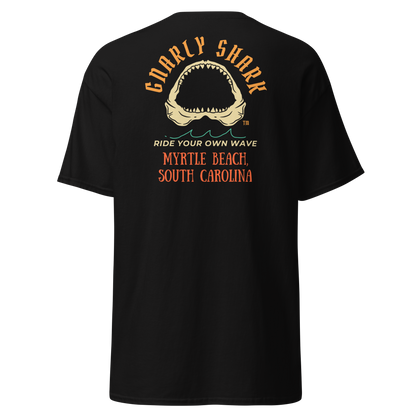 Gnarly Shark Myrtle Beach South Carolina T-Shirt - Front / Back - Gildan classic 5000