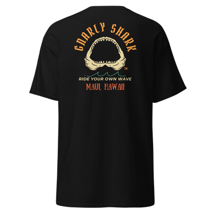 Gnarly Shark Maui Hawaii T-Shirt - Front / Back - Gildan classic 5000