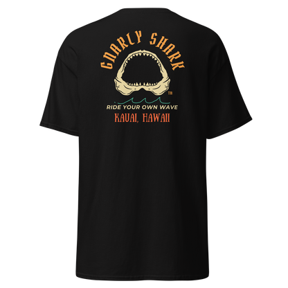 Gnarly Shark Kauai Hawaii T-Shirt - Front / Back - Gildan classic 5000