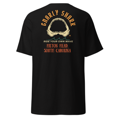 Gnarly Shark Hilton Head South Carolina T-Shirt - Front / Back - Gildan classic 5000