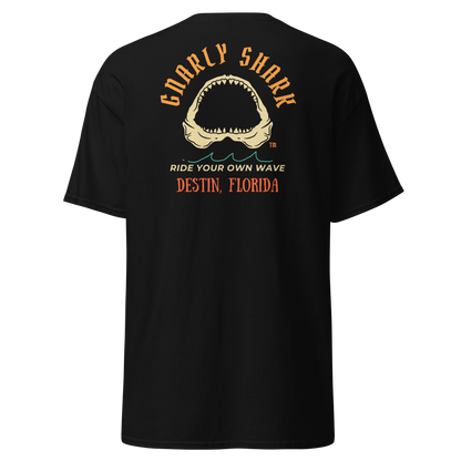 Gnarly Shark Destin Florida T-Shirt - Front / Back - Gildan classic 5000