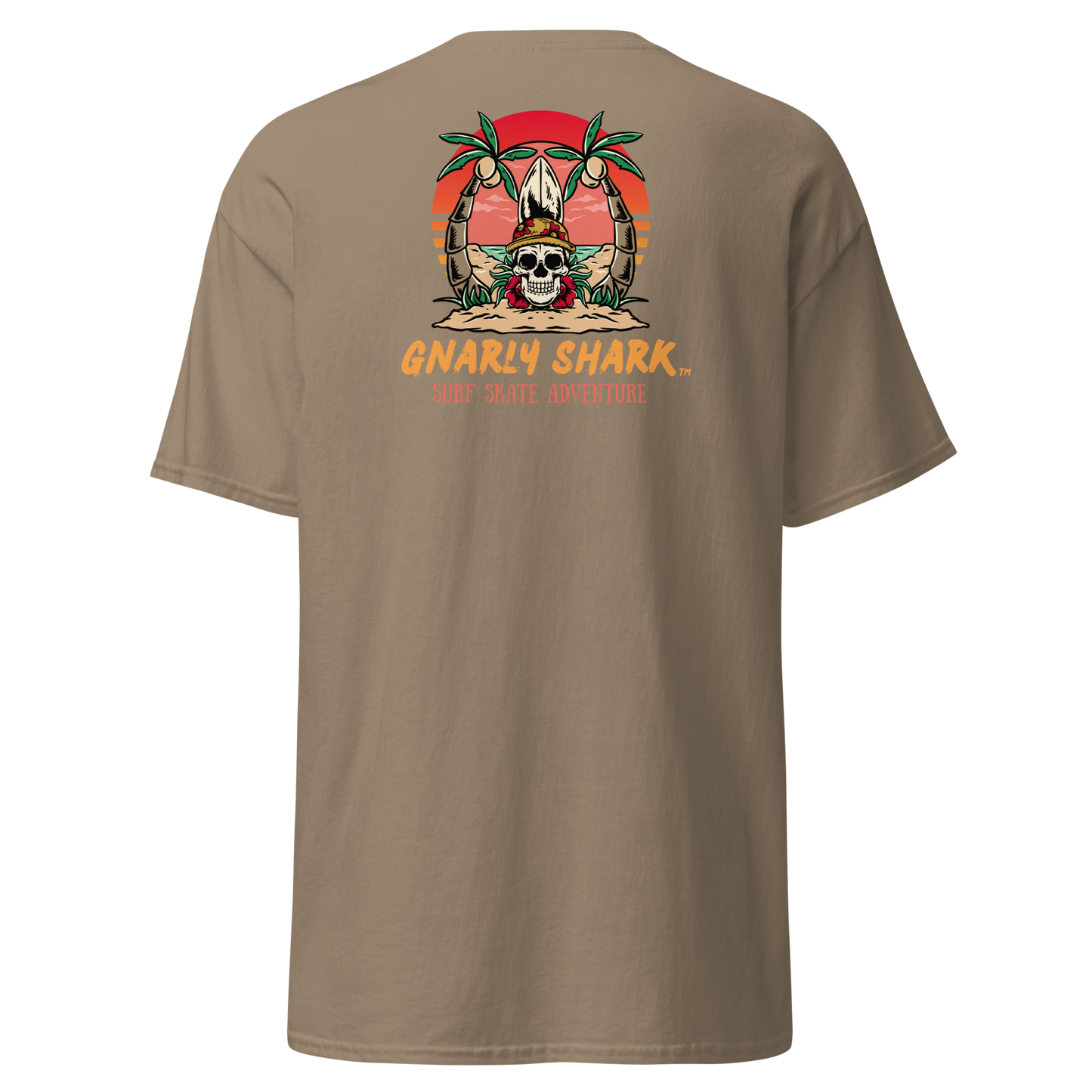 Gnarly Shark T-Shirt - Front / Back - Gildan classic 5000