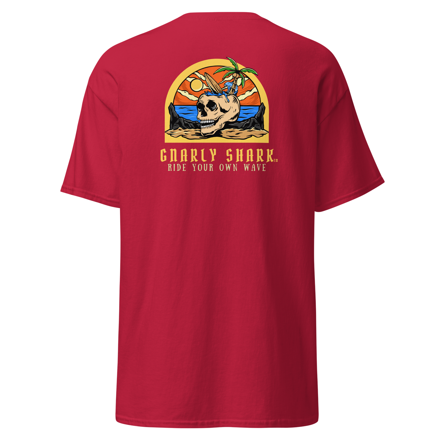 Gnarly Shark T-Shirt - Front / Back - Gildan classic 5000