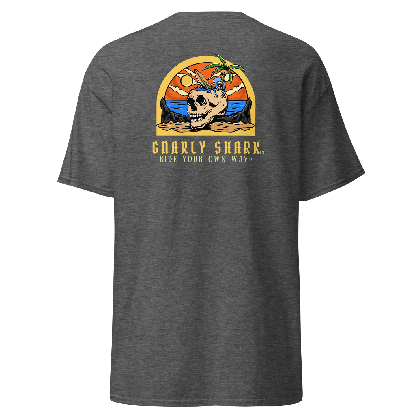 Gnarly Shark T-Shirt - Front / Back - Gildan classic 5000