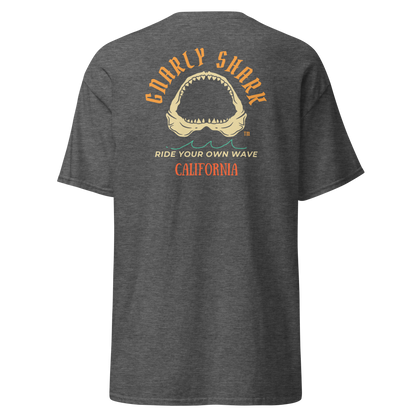 Gnarly Shark California T-Shirt - Front / Back - Gildan classic 5000