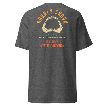 Gnarly Shark Outer Banks North Carolina T-Shirt - Front / Back - Gildan classic 5000