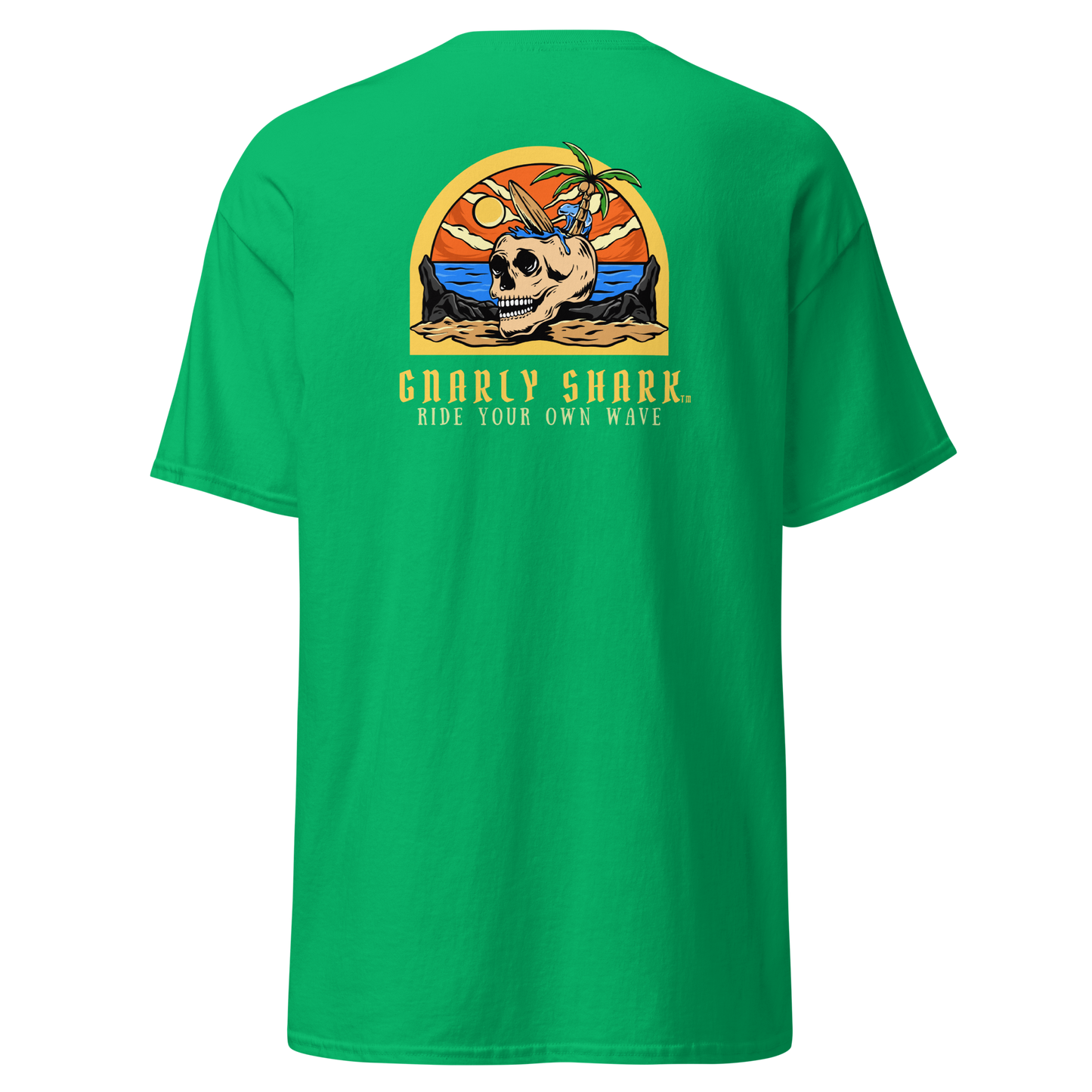 Gnarly Shark T-Shirt - Front / Back - Gildan classic 5000