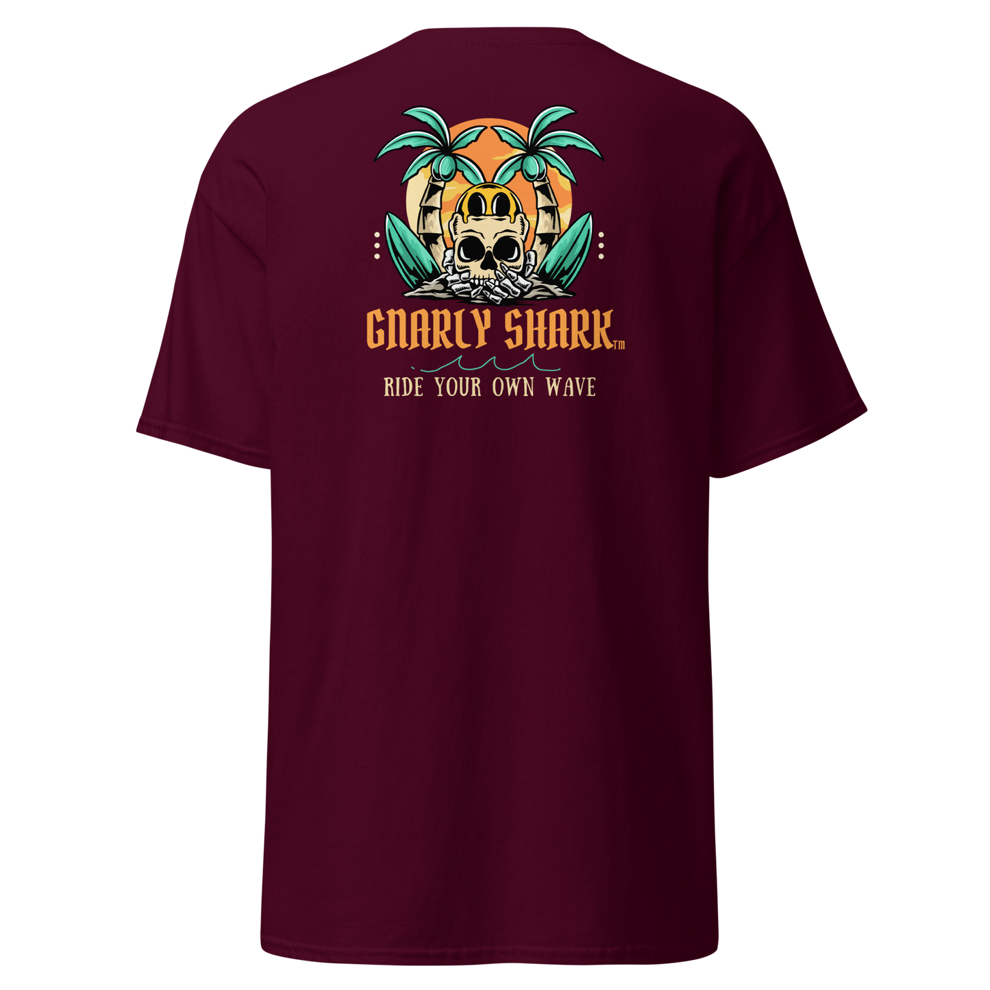 Gnarly Shark T-Shirt - Front / Back - Gildan classic 5000