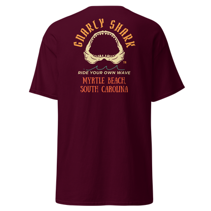 Gnarly Shark Myrtle Beach South Carolina T-Shirt - Front / Back - Gildan classic 5000