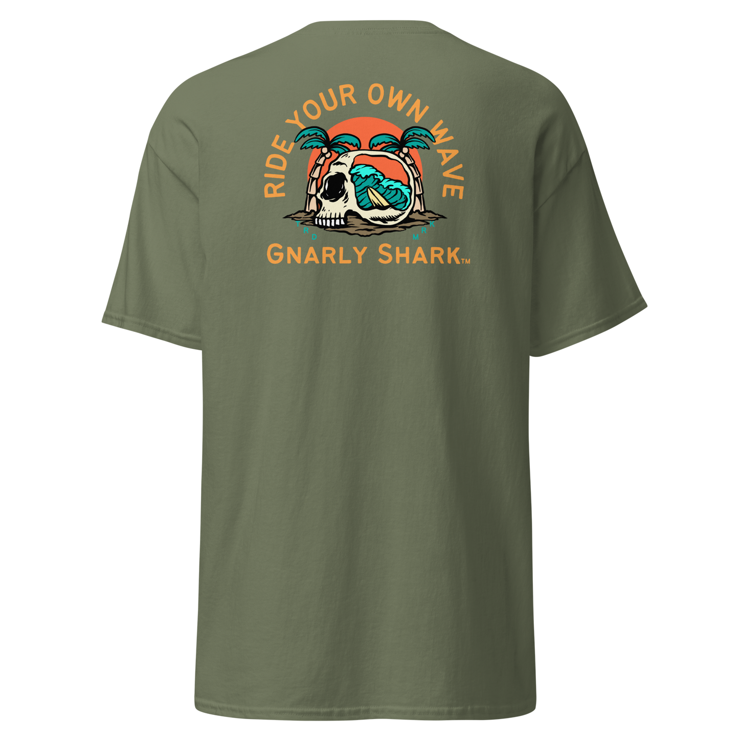 Gnarly Shark T-Shirt - Front / Back - Gildan classic 5000