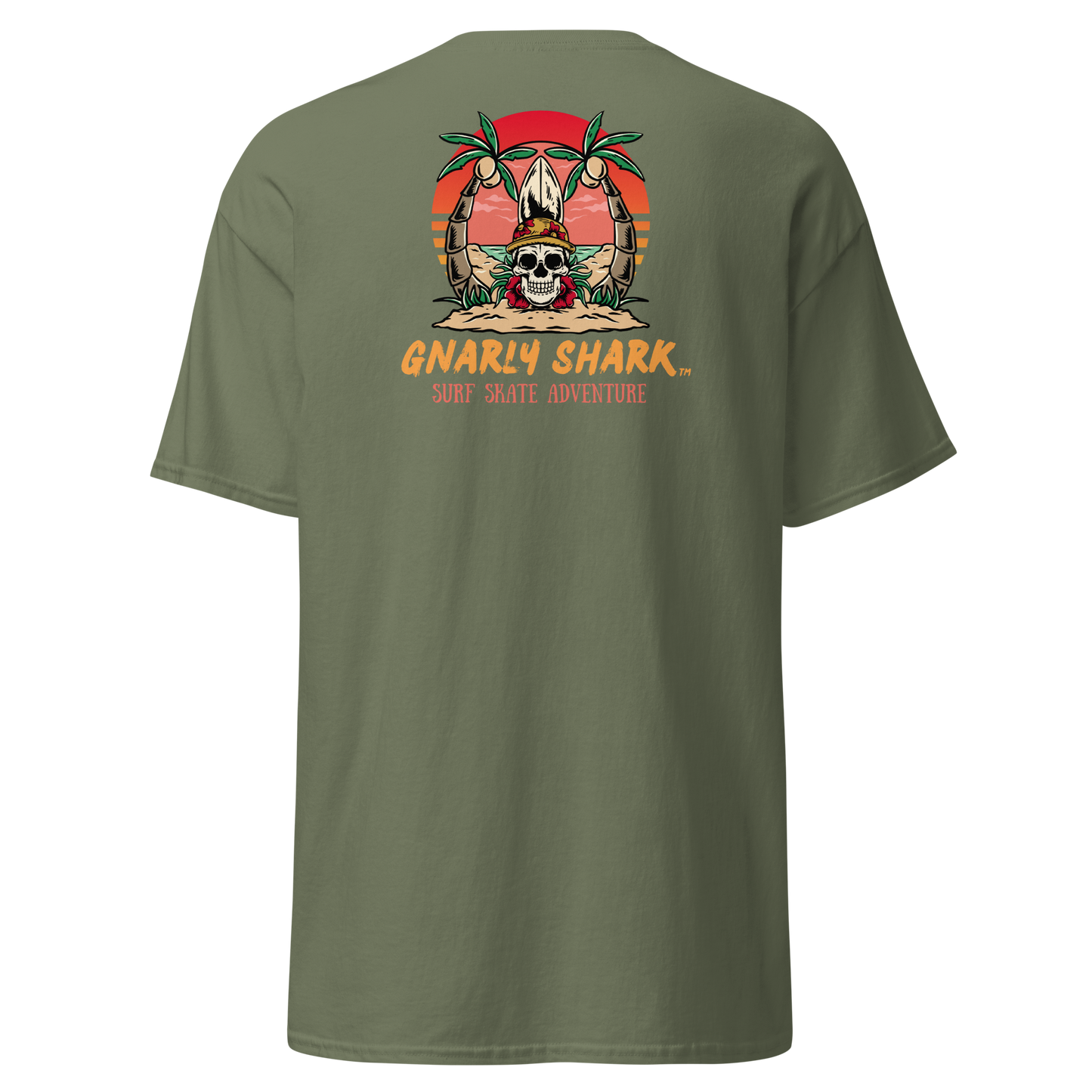 Gnarly Shark T-Shirt - Front / Back - Gildan classic 5000