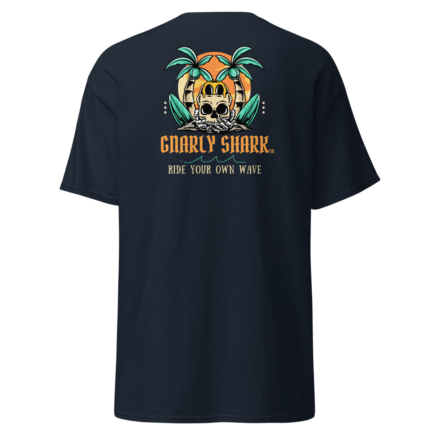 Gnarly Shark T-Shirt - Front / Back - Gildan classic 5000