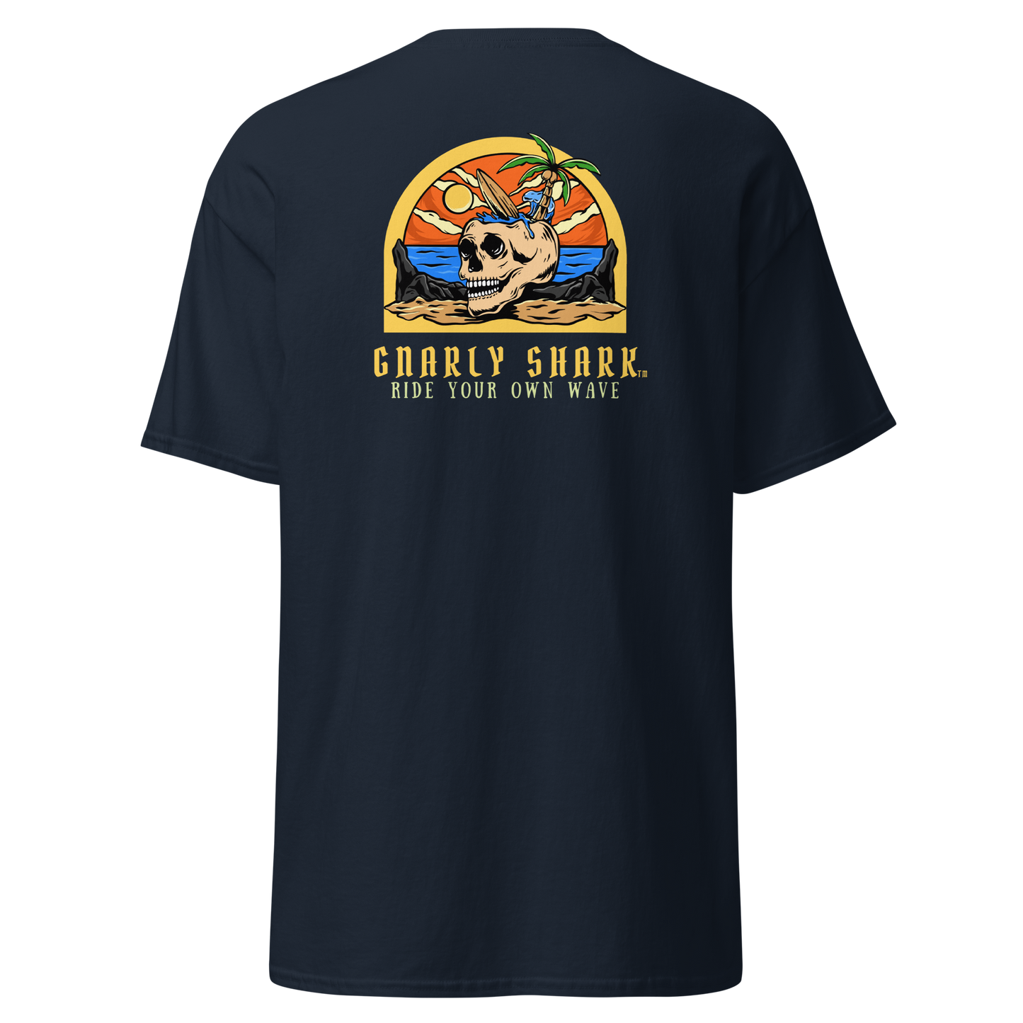 Gnarly Shark T-Shirt - Front / Back - Gildan classic 5000