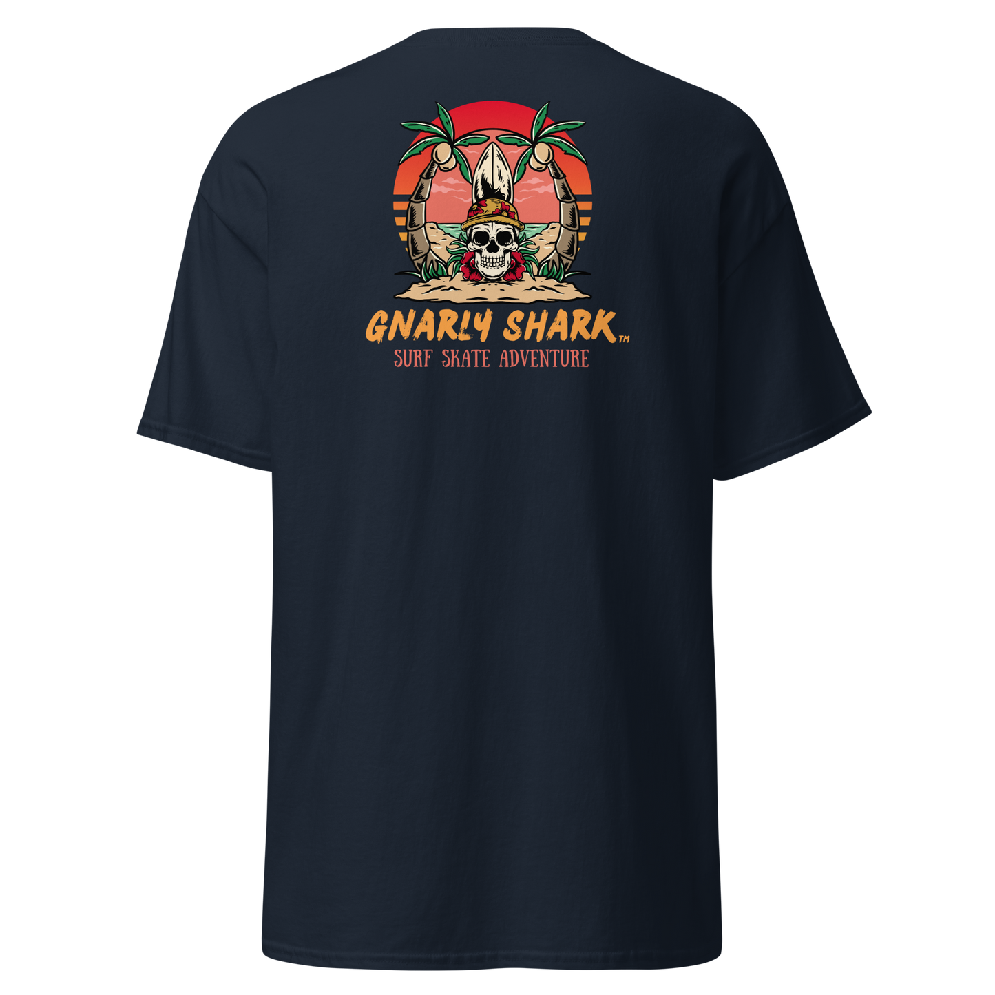 Gnarly Shark T-Shirt - Front / Back - Gildan classic 5000