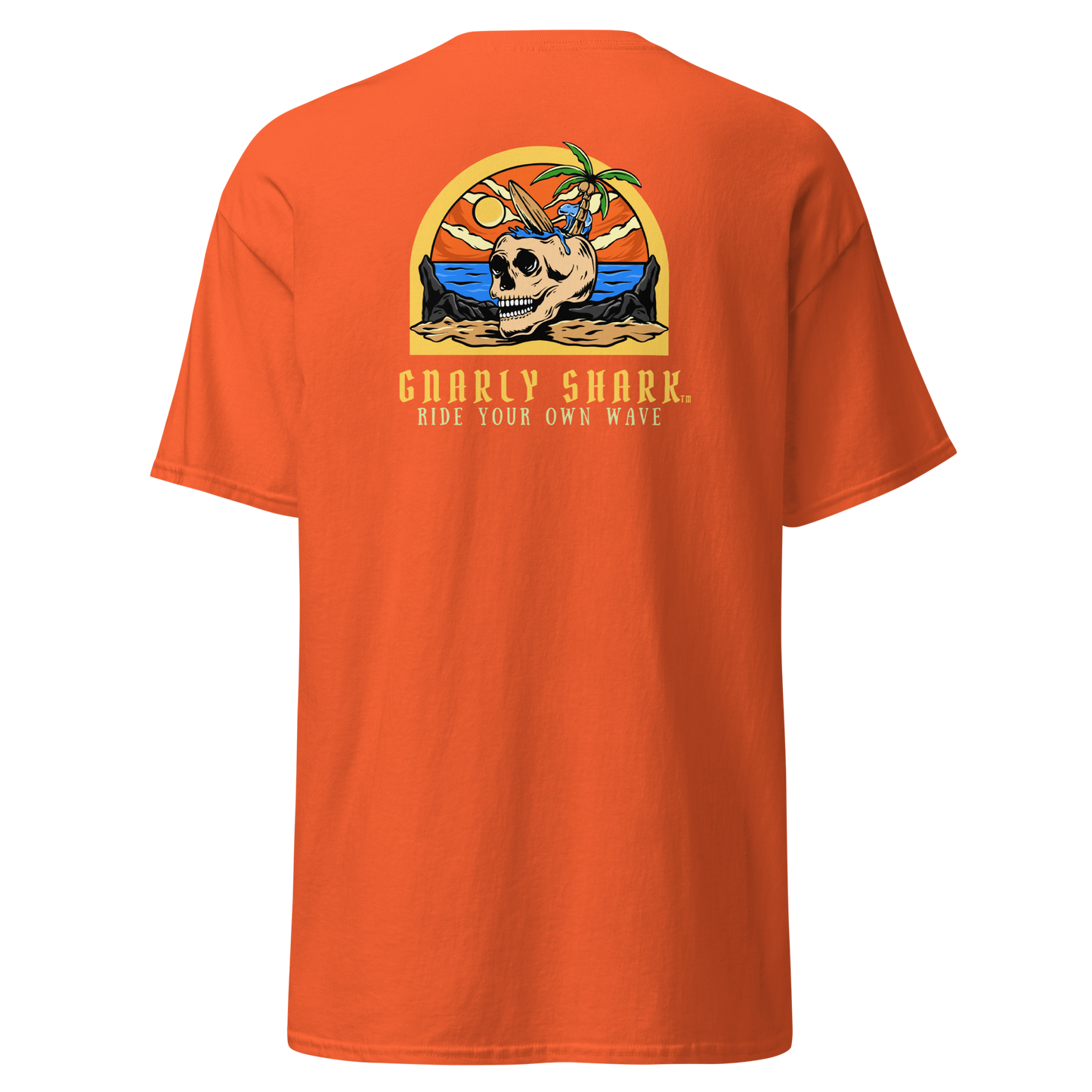 Gnarly Shark T-Shirt - Front / Back - Gildan classic 5000