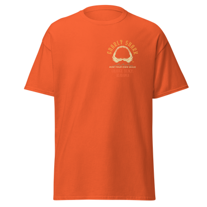 Gnarly Shark Orange Beach Alabama T-Shirt - Front / Back - Gildan classic 5000