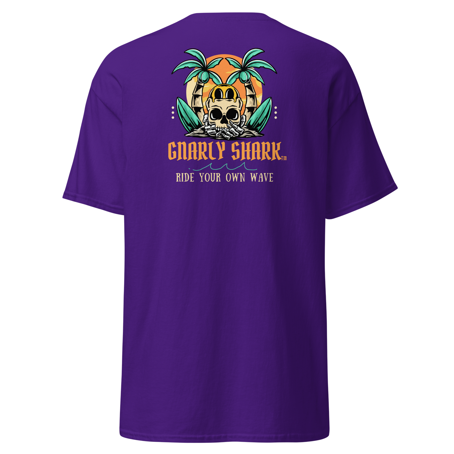 Gnarly Shark T-Shirt - Front / Back - Gildan classic 5000