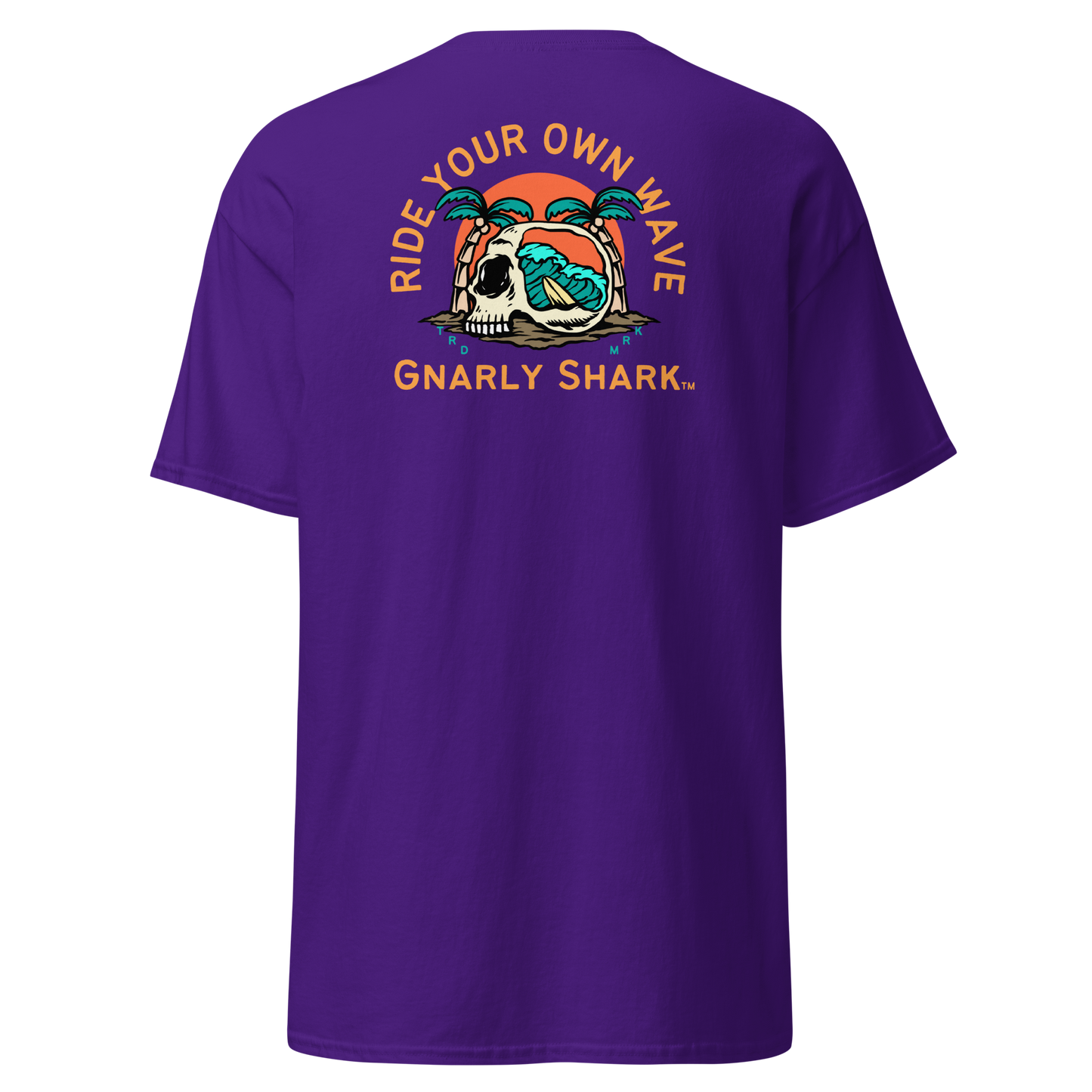 Gnarly Shark T-Shirt - Front / Back - Gildan classic 5000