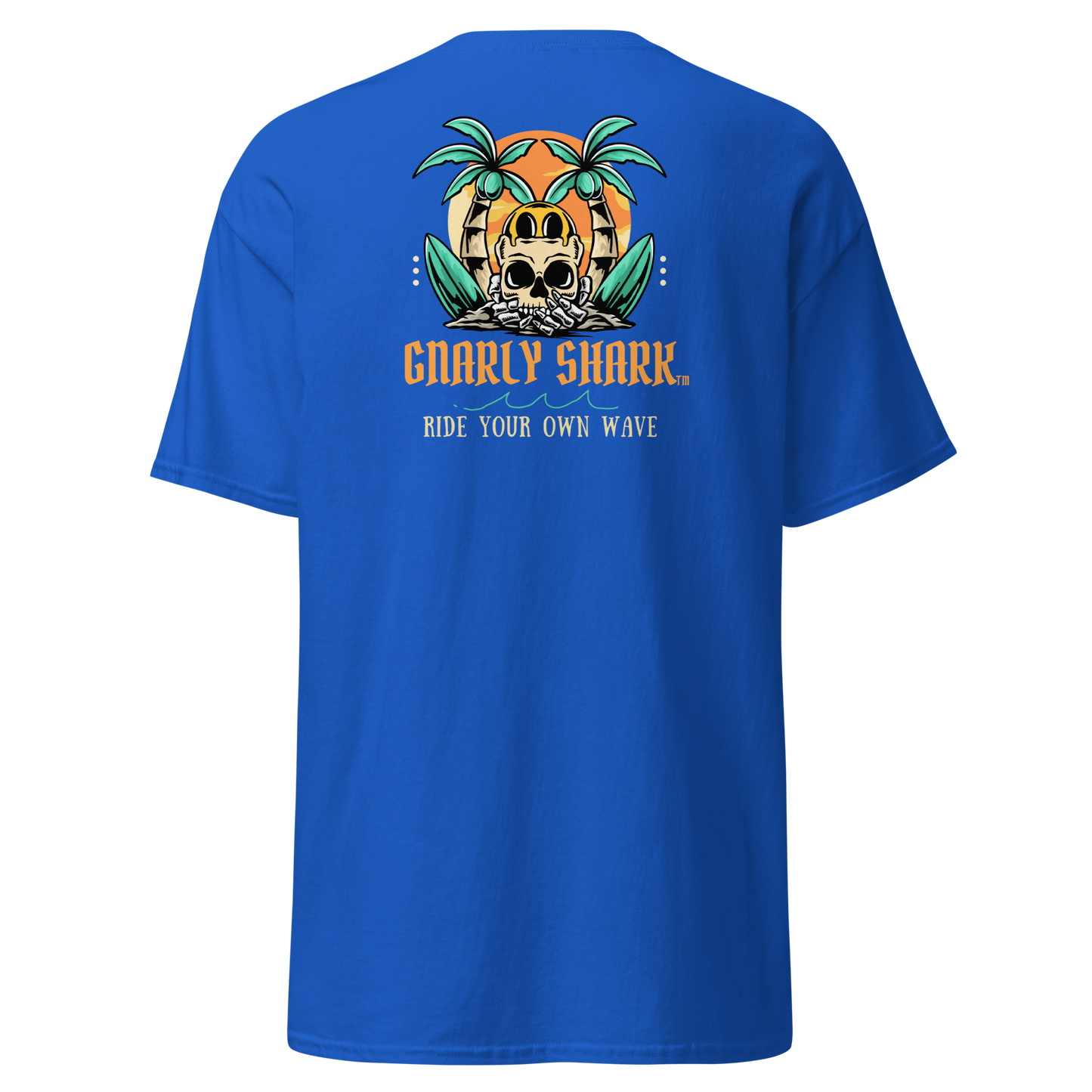 Gnarly Shark T-Shirt - Front / Back - Gildan classic 5000