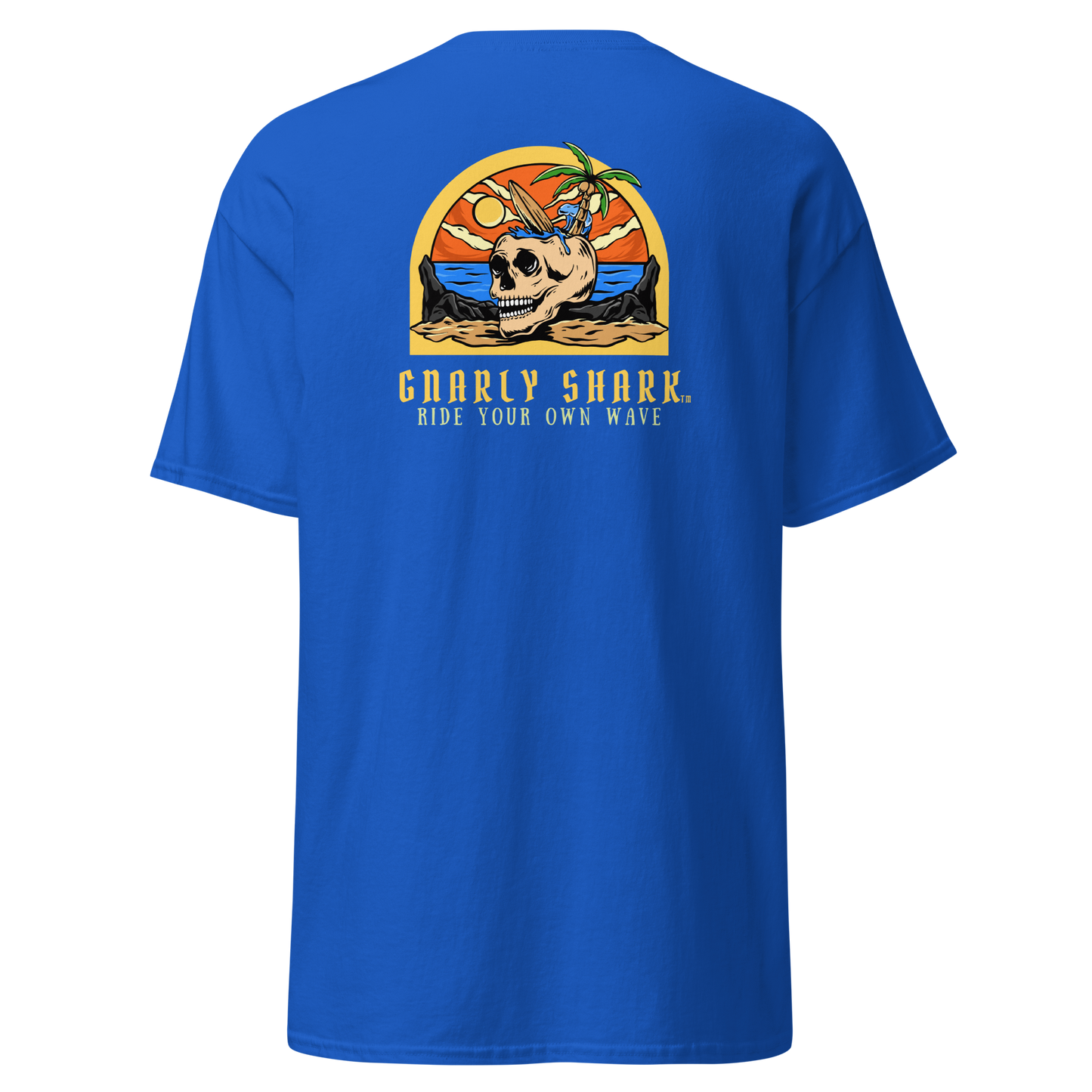 Gnarly Shark T-Shirt - Front / Back - Gildan classic 5000