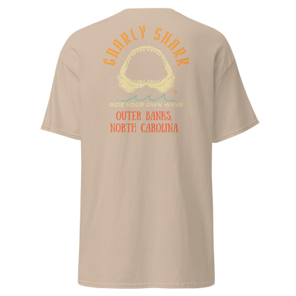 Gnarly Shark Outer Banks North Carolina T-Shirt - Front / Back - Gildan classic 5000