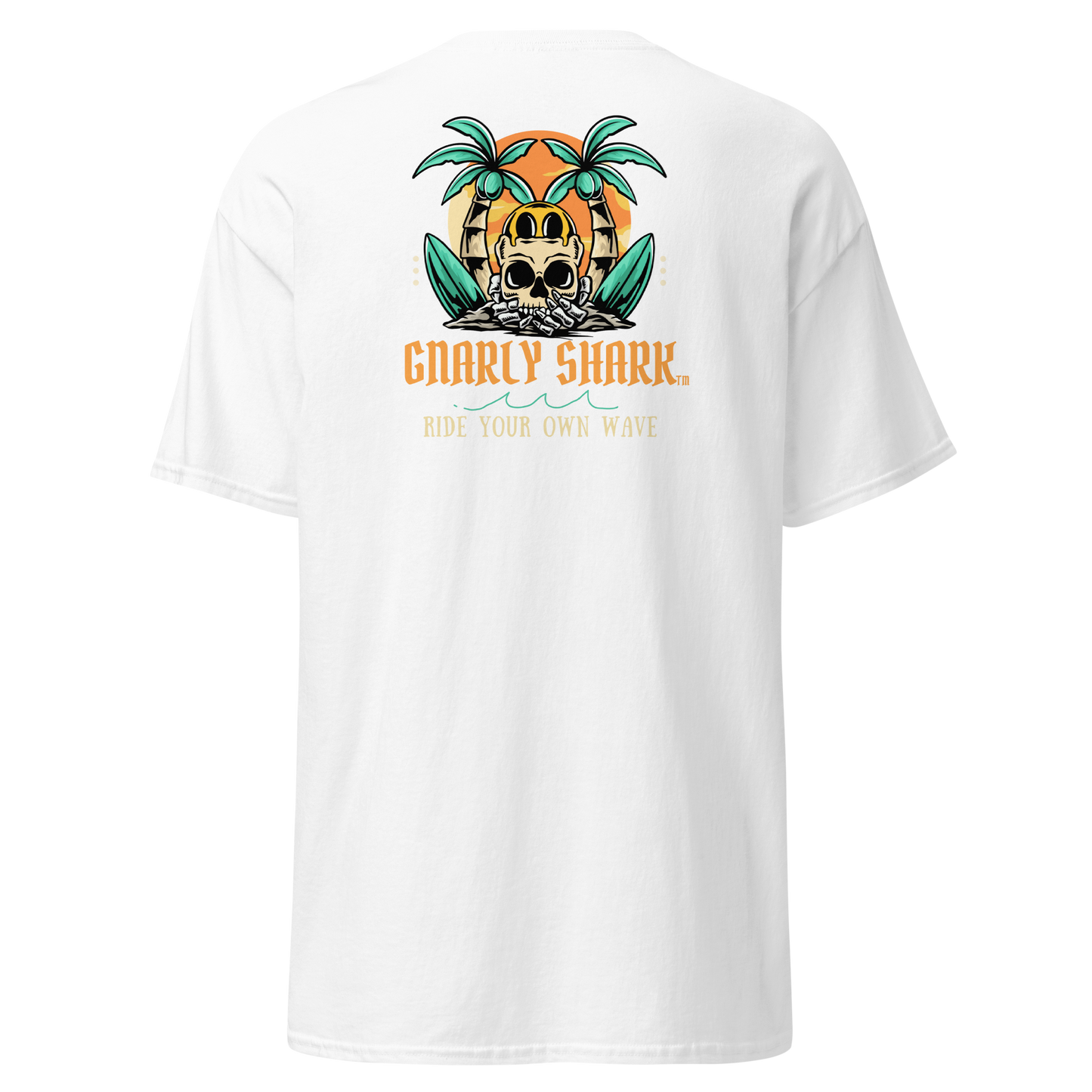 Gnarly Shark T-Shirt - Front / Back - Gildan classic 5000