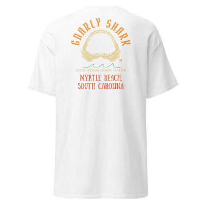 Gnarly Shark Myrtle Beach South Carolina T-Shirt - Front / Back - Gildan classic 5000