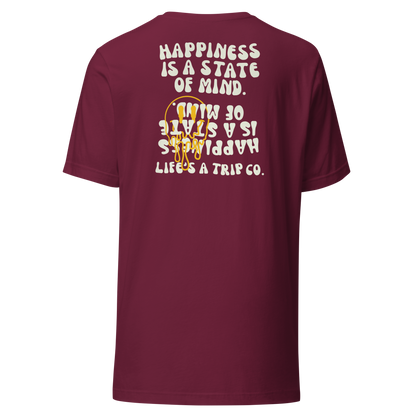 Life's a Trip Co.™ Happiness is a State of Mind | T-Shirt | Bella + Canvas 3001 front/back