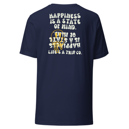 Life's a Trip Co.™ Happiness is a State of Mind | T-Shirt | Bella + Canvas 3001 front/back