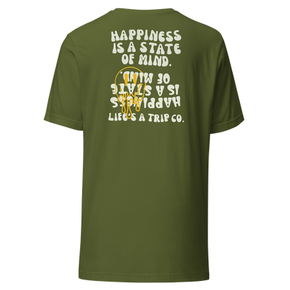 Life's a Trip Co.™ Happiness is a State of Mind | T-Shirt | Bella + Canvas 3001 front/back