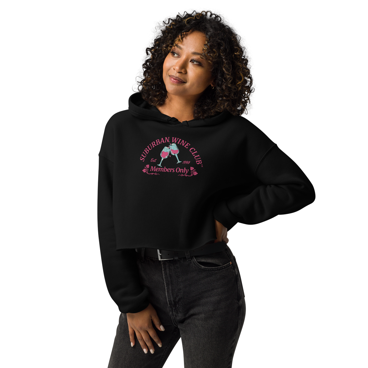 Suburban Wine Club™ Women's Cropped Hoodie | Bella + Canvas 7502