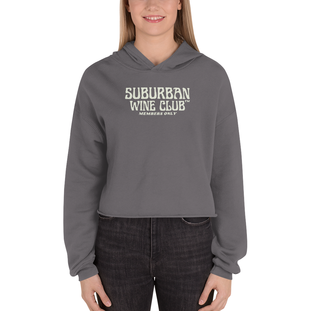 Suburban WIne Club™ Women's Cropped Hoodie | Bella + Canvas 7502 Front